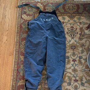 Vintage US Navy Heavy Insulated Cold Weather Snow Bibs Size Medium